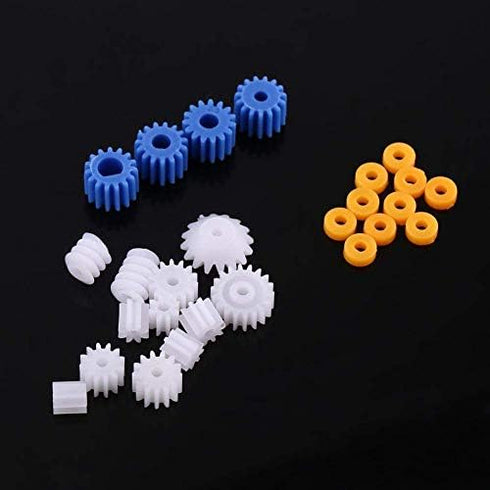 26pcs Set 2MM/2.3MM/3MM/3.17MM/4MM 130/180/280/370 Walfront Plastic Spindle Gear Motor Gear Assortment Kit for DIY