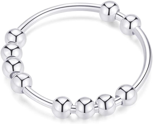 Jacruces 925 Sterling Silver Rings Anxiety Rings Fidget Ring for Women & Men
