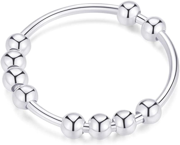 Jacruces 925 Sterling Silver Rings Anxiety Rings Fidget Ring for Women & Men