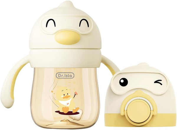 Dr.isla PPSU Weighted Straw Training Cup for 6-12 Months Babies, Spill Proof