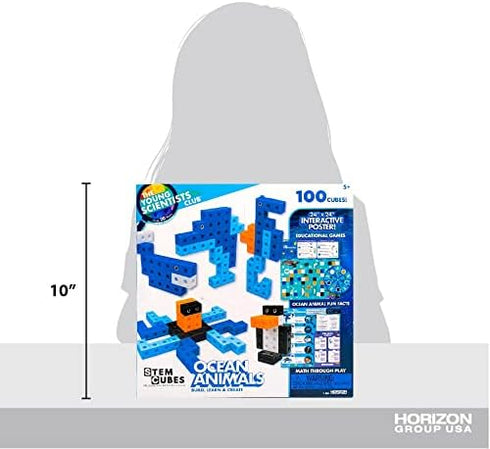 Ocean Animals STEM Cubes, Build, Learn & Create with 100+ Math Cubes Manipulatives, Educational Games for Kids