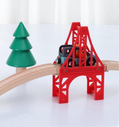 OrgMemory 3 Wooden Train Bridges, Suspension Bridge, Wooden Train Track Accessories, Wood Train Track, Train Tracks
