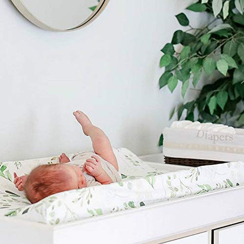 Diaper Changing Pad Cover, Green Leaf Changing Table Covers, Jersey Knit Gender Neutral Crib Bedding