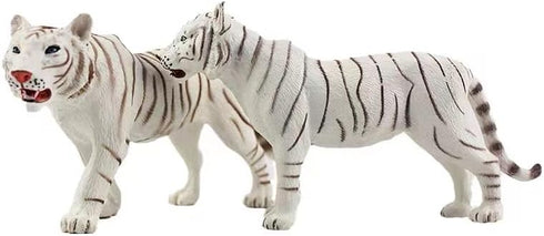 Gemini&Genius Realistic White Tiger Family Set with Cub, Safari Animal Figurines, Educational Playset for Kids