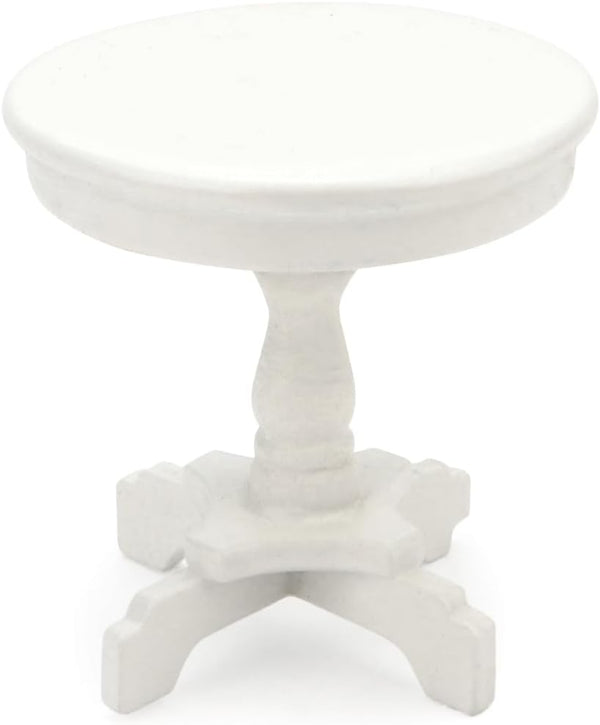 Miniature Dollhouse End Table 1:12 Scale Wooden Furniture Round Side Tea Table