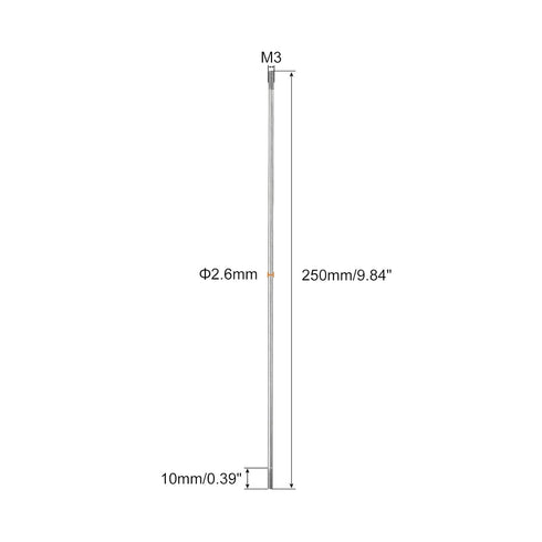 MECCANIXITY 304 Stainless Steel Push Rod Connector, Double End Threaded Rod for DIY Models, M3x250mm, 2 Pack