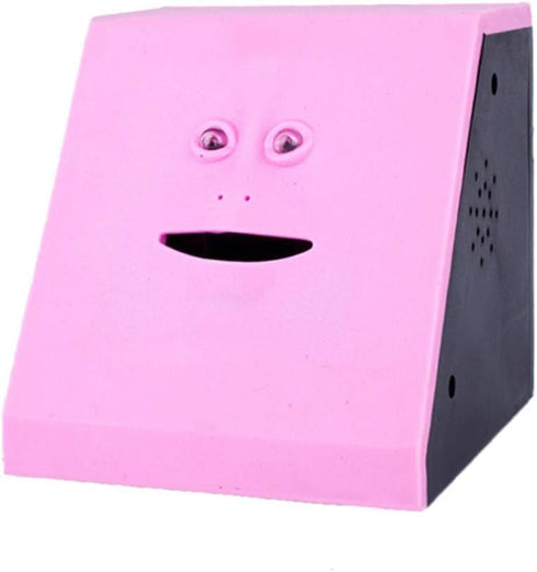 Novelty Coin Money Eating Musical Face Bank, Automatic Money Saving Piggy Bank for Kids (Pink Flat)