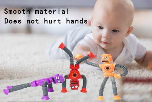 WUCLUD 36PCS Telescopic Suction Cup Robot Toy,pop Tubes,Toys for Kids,Toddler Travel Toys,Toddler Sensory Toys,figette