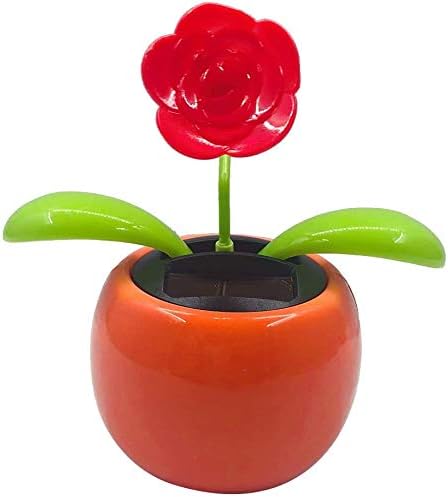 Solar Powered Dancing Flower Toy - Animated Dancer Car Decoration for Dashboard or Office Desk - Rose