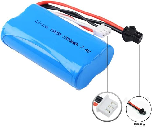 2 pcs 7.4V 1500Mah 15C SM2P Plug Li-ion Battery - for WPL C24 MN D90 RC Car, Remote Control RC Toys