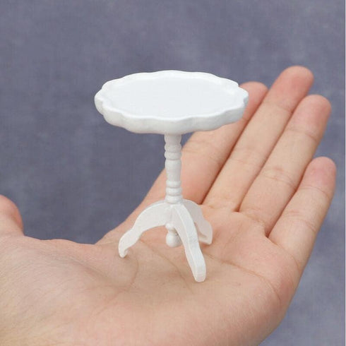 1:12 Miniature Dollhouse End Table Scale Wooden Furniture Round Side Tea Table Model for Dollhouse Living Room Scene