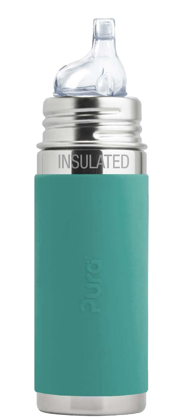 Pura Kiki 9oz/260ml Stainless Steel Insulated Sippy Bottle w/Sleeve, Plastic-Free, MadeSafe Certified,