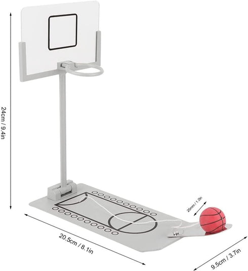 Mini Basketball Game, Aluminium Alloy Miniature Foldable Basketball Hoop Toy for Adults and Children