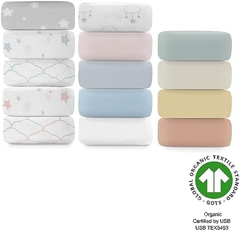 (2-Pack) Newton Baby Fitted Crib Sheet - Ultra Breathable and Soft, Organic Cotton, Fits All Standard Cribs, Plain