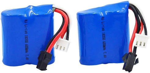Blomiky 2 7.4V 600mAh Lion Battery with SM-2P Black 2 Pin Plug for Skytech RC Ship Boat