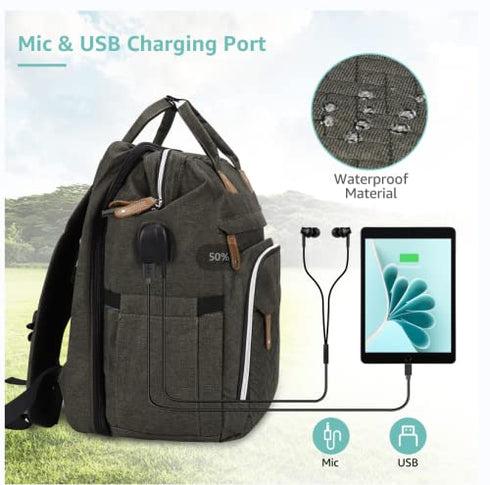 Backpack, Backpack DERJUNSTAR Diaper Bag Large Baby Bag with Changing Pad, Thick Padded Back & Straps, Laptop