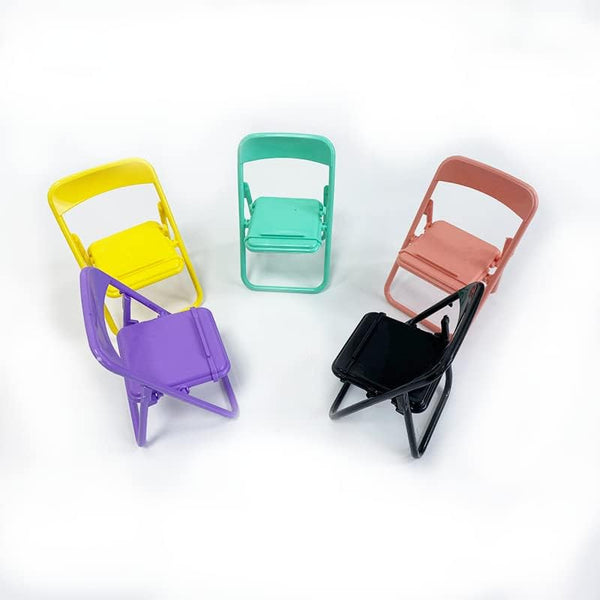 5Pcs Multicolour Mobile Phone Holder - Mini Folding Back Small Chair Model Dollhouse Accessories