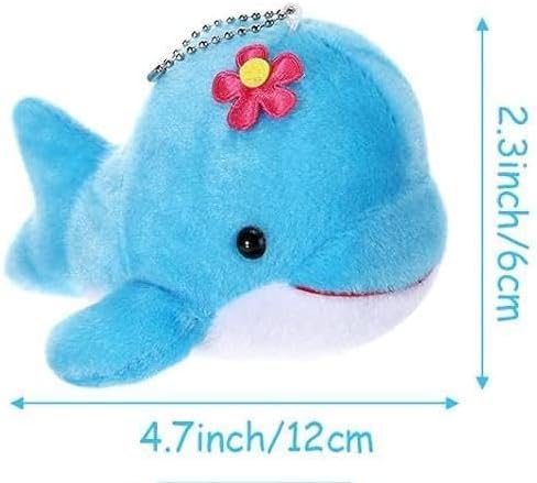 Blue Mini Ocean Animal Plush Decorations Creatures Stuffed Decorations Soft Plush Small Stuffed Animals Plush Keychain Decorations for Carnival Prizes Christmas Tree Birthday Party Decorations