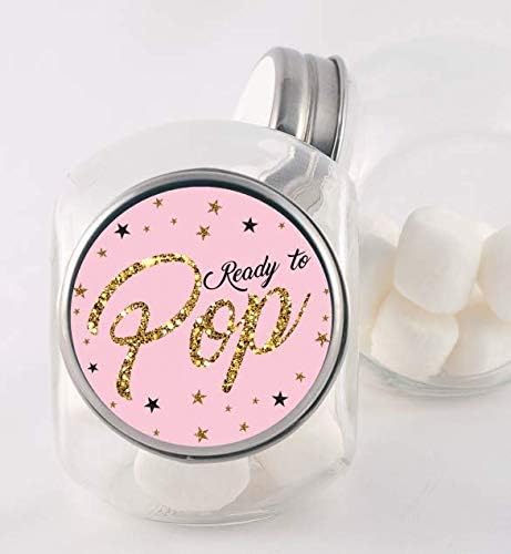 Ready to Pop Stickers for Baby Shower | Faux Glitter Popcorn Stickers | Pink, 1.67" | For Boy and Girl