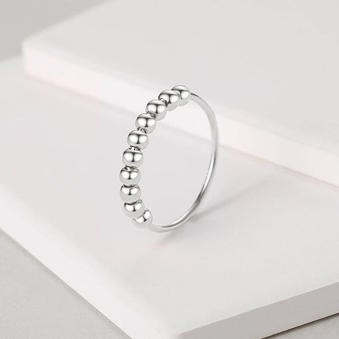 Jacruces 925 14k Sterling Silver Rings Anxiety Rings Fidget Ring for Women & Men Gold Plated Spinner Thumb Ring