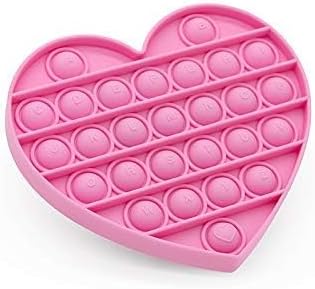Pink Heart Pop Bubble Fidget Sensory Toy for Kids, Xmas Gift with Alphabets, Birthday Party Prize
