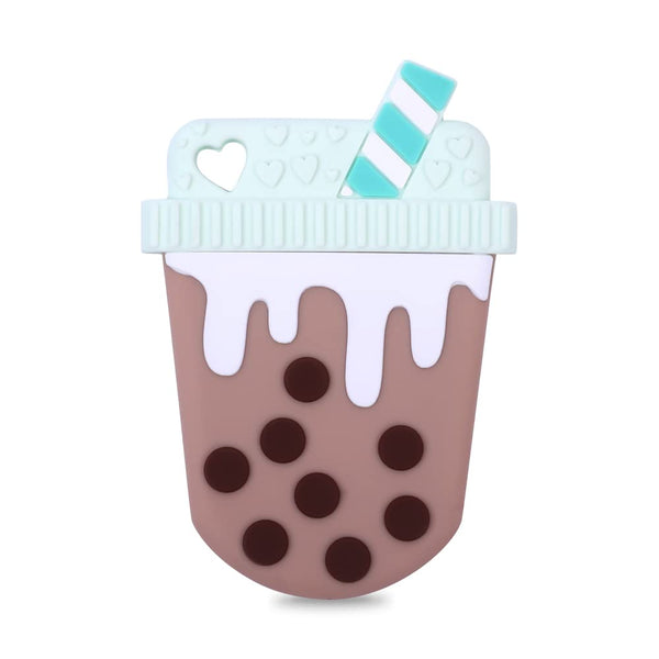 Baby Silicone Teether, BPA Free Soft Chew Toys for Infant Teething Pain Relief (Bubble Tea)