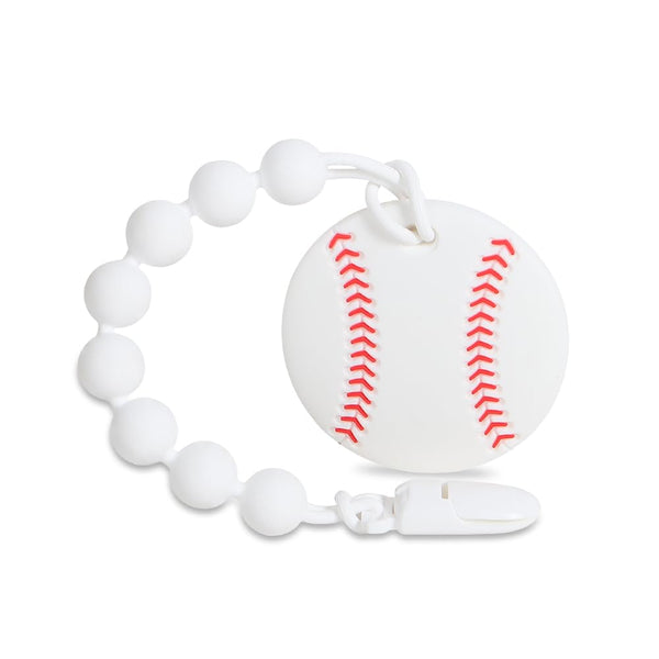 Baby Sports Ball Teething Toys, Food Grade Silicone Teether with One-piece Pacifier Clip Holder, Teething Pain Relief