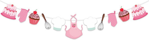 Baking Theme Macaroon Color Happy Birthday Bunting Garland Banner for Little Bakers Kids Birthday Party Supplies