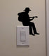 YINGKAI Cowboy Guitar Player Wall Decal Sticker, Black, Rustic Style, Reusable, Indoor Use