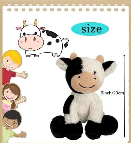 NatureMan 9 inches Cow Stuffed Animal Simulation Soft Plush Cute Cow Doll for Boys Girls Great Birthday Gift