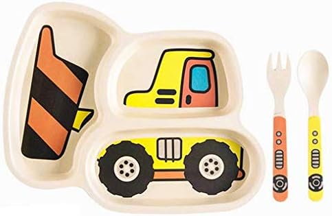 Kids Plates Set, 9-Piece Toddler Dinnerware Set including Plate, Fork, Spoon, Baby Feeding Divided Plate