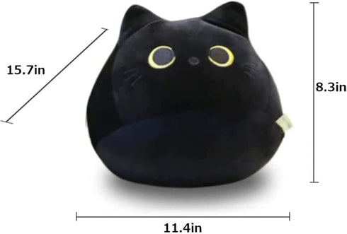 Black Cat Stuffed Animal Plush Toy, Creative Cat Shape Soft Pillow for Girlfriend, Kids & Baby Girls (40cm/15.7in)