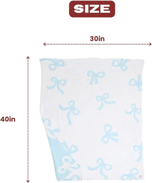 Cozy 30x40 Bow Blanket Blue Bows Soft Throw Blanket Reversible Premium Fabric for Best Comfort