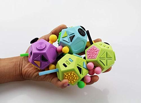 Fidget Dodecagon – 12-Side Fidget Cube for Stress Relief, Anxiety, Focus Travel Toy for Children and Adults (B1 Green)