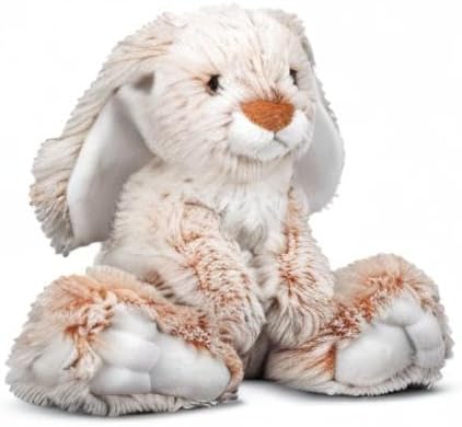 3+ Melissa & Doug Burrow Bunny Stuffed Animal Plushie with Big Feet, Floppy Ears & Fluffy Tail, Adorable Pretend Play