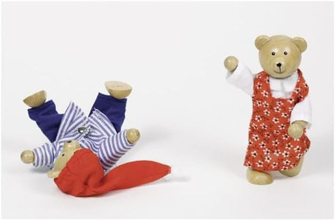 Goki Flexible Puppets Bears Benna & Bennoh with Wardrobe Doll, Multicolor