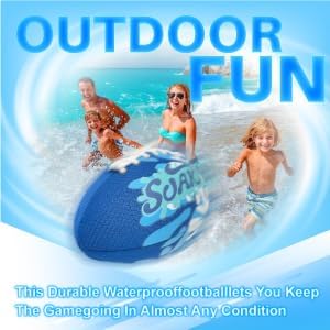 SOAK Waterproof Football, 9 Inches for Beach Pool Lake Park Games, Outdoor Toys for Kids
