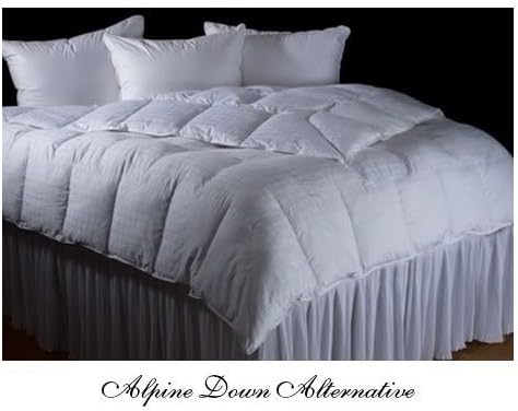 100% DownTown Company Alpine Year Round White Down Alternative Quilted Comforter, Egyptian Cotton Cover, Plush Fill