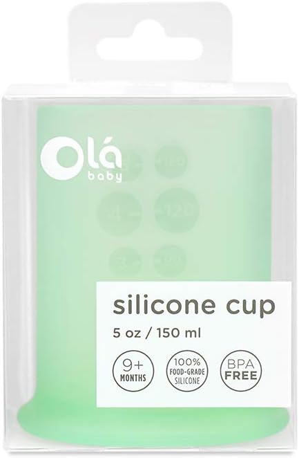 Olababy Silicone Training Cup for Babies, 6+ Mo to 12-18 Months, Transition to Sippy Cup & Smoothie Cup