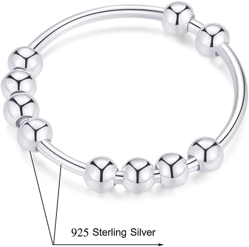 Jacruces 925 14k Sterling Silver Rings Anxiety Rings Fidget Ring for Women & Men Gold Plated Spinner Thumb Ring