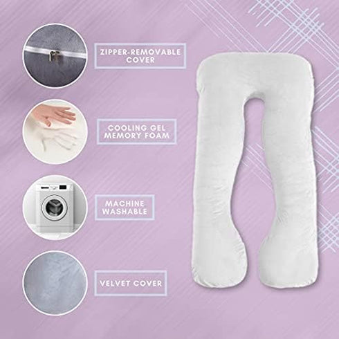 URBAN SOMBRERO Trickonometry U Shaped Pregnancy Pillow, Velvet Cover, Cotton Inner Cover, Full Body Maternity Cushion