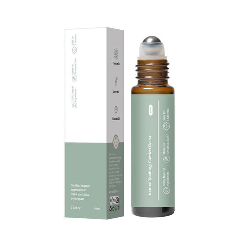 Obvira Mamas Teething Roller with Chamomile & Rose Oil, Gentle Massage Applicator for Soothing