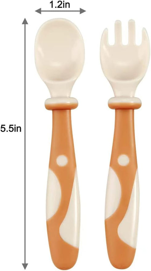 PandaEar Baby Bendable Spoons and Forks set 6 Pack| Training Learning Self-Feeding Baby Spoons First Stage for Kids Toddlers Children and Infants| BPA Free| Easy Grip Fork Tableware by PandaEar