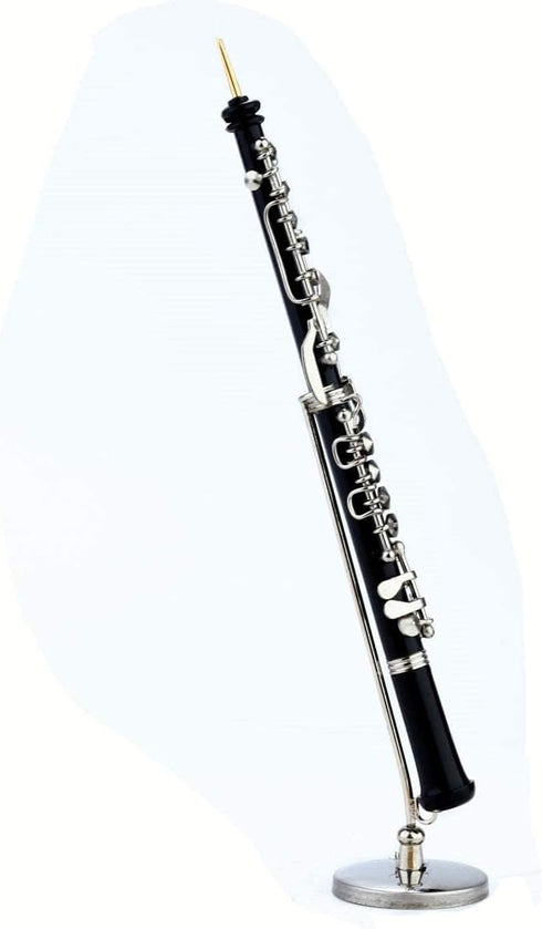 Dselvgvu (6.31") Miniature Oboe with Stand and Case Mini Musical Instrument Oboe Replica Collectible Figurines