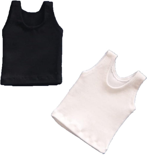 1/6 Custom Scale T-Shirt Sleeveless Vest Clothes for 12" Male & Female Action Figures (Black + White)
