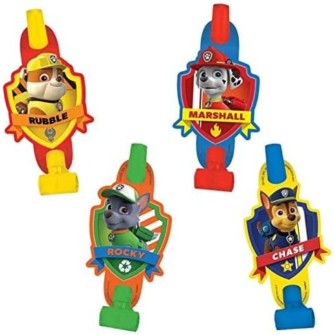 Paw Patrol Multicolor Party Blowouts, 5", 8 Pieces, Perfect Birthday Party Favors