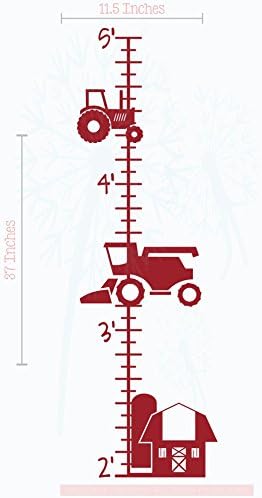 Wall Decor Plus More Farm Tractor Growth Chart - Vinyl Height Ruler Stickers for Boys