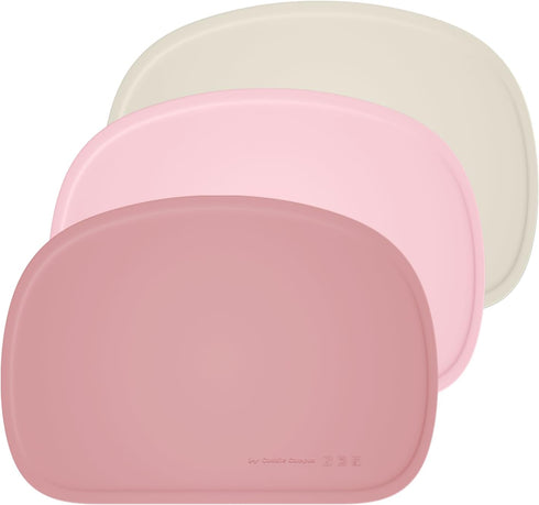 Cuddle Campus Set of 3 Silicone Placemats with Raised Edges for Kids,Toddlers,Babies,