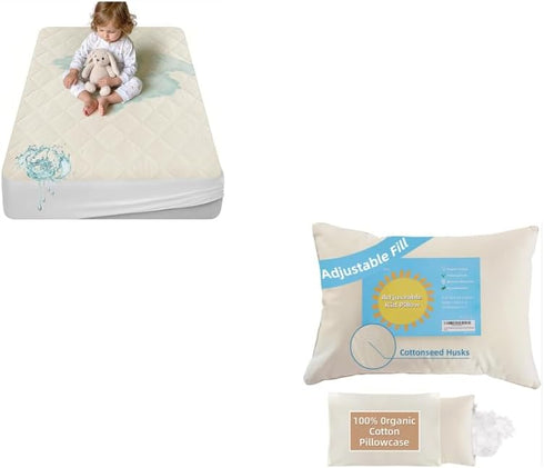 Organic Pillow + Organic Crib Mattress Protector