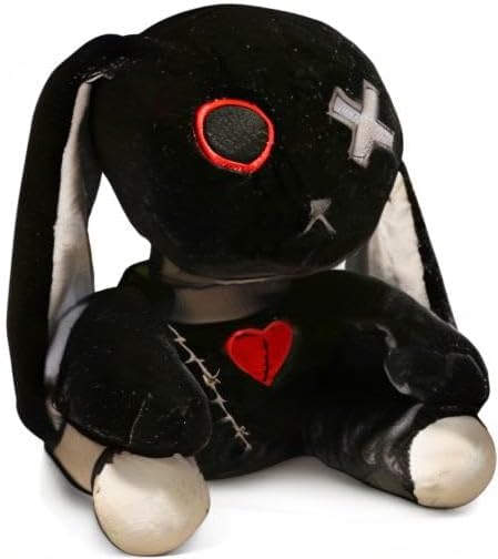 Creepy Goth Bunny Plush Toy - Spooky Stuffed Animal for Easter